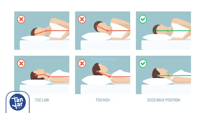 ارتفاع مناسب بالش برای جلوگیری از درد گردن