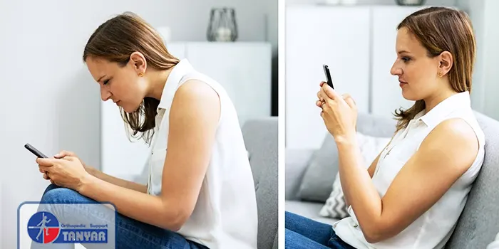 حالت صحیح گردن در هنگام کار با موبایل